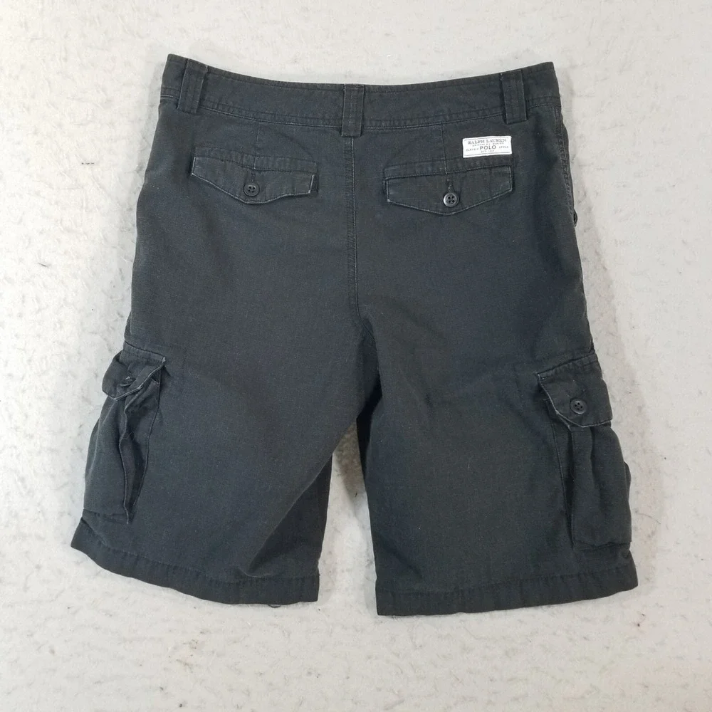 Polo Ralph Lauren cargo hiking shorts youth 18 black 29 x 12 cotton ripstop